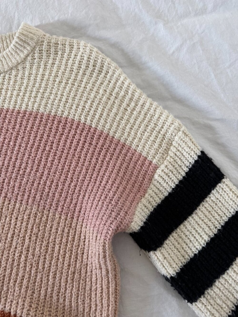 EUC Harper Colorblock Striped Cropped Sweater Sz M - Picture 2 of 5